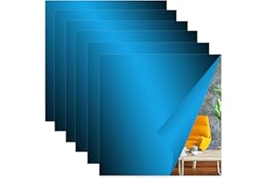 RUNFENG 6 Pièces Miroir a Coller 20 X 20 cm, Ensemble de Miroir Adhesif Mural Carrés, Miroir Autocollant Décoratifs, Autocollant Miroir Amovible, Stickers Miroir pour Maison Salon Chambre Décor