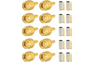 Vecys 10PCS SMA Conectores SMA Macho Crimpado Connector para RG316 RG174 RF Coaxial Cable