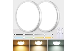 HABOWN® Lampara Techo,24W 3000K-6500K Plafones para Techo LED Regulable,3000LM IP40 Impermeable Plafon LED Techo Redonda con Mando a Distancia,Brillo Ajustable,Fácil de Instalar,Ø29*H2.5cm