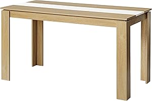 FURNITABLE Tavolo da pranzo, tavolo in legno, per cucina, tavolo grande per 6, 140 x 70 x 75 cm, rovere e bianco