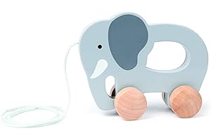 Hape Éléphant Jouet en Bois 1 an à Tirer - Dès 12 Mois - pour Motricité, Imagination & Dextérité de l'enfant - Jouet à Tirer et Pousser Conforme aux Normes de Sécurité - Adapté aux Petites Mains