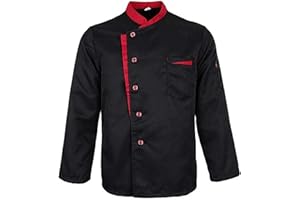 WEITING Camicia Uniforme da Chef da Cucina per Ristorante Unisex, Giacca da Cuoco a Maniche Corte/Lunghe, Abiti da Lavoro-Maniche Lunghe-S