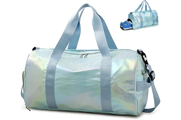 ZIOSINM Sac de Sport Femme, Sac de Voyage Femme Imperméable avec Compartiment Humide et Compartiment à Chaussures, Gym Bag Sacs Weekend (Bleu)