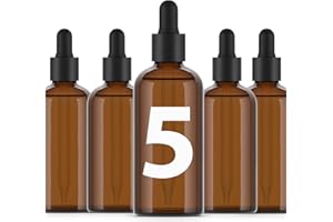 Essenciales Botella de Vidrio Ámbar con Pipeta Cuentagotas - 100 ml x 5 Frascos de Cristal