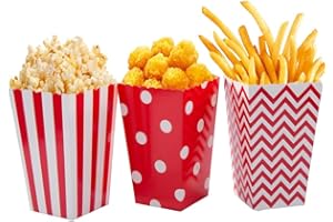 PALMFOX 36 Pcs Popcorn Boxes Carton Popcorn Papier Sacs Petit Snack Bonbons Conteneurs pour Kid Mariage Fête d'anniversaire Décoration (Rouge)