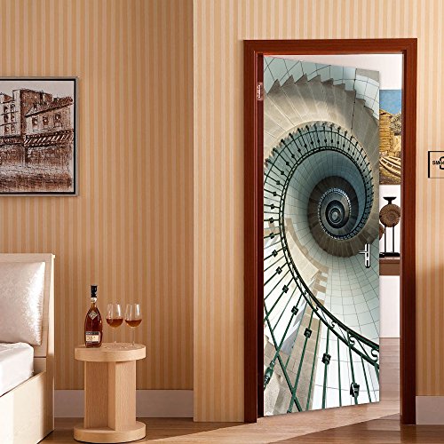 Rocwart 3D Porta murale per Soggiorno, Bambine e Bambini Rimovibile in Vinile Sfondo Spirale Decorazione 77 x 199,9 cm As Pictures Show