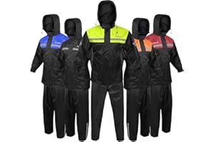 ALPHA CYCLE GEAR Lightweight Waterproof Rain Suit for Men & Women - 2 Piece Motorcycle Rain Gear Protective Trouser with Coat