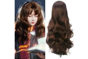 COLORFUL PANDA Colorfulpanda Long Brown Wig Natural Curly Wavy Dark Brown Wigs for Women Cosplay Halloween Party Costume Heat Resistant Synthetic Hair Wig