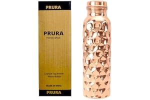 PRURA Borraccia in rame con taglio a diamante, a prova di perdite, contenitore in rame ayurvedico per sport, palestra, attività all'aperto, yoga