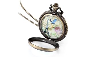 JewelryWe Reloj de Bolsillo Con Corazón Esqueleto y Motivo de Flores Talladas para Hombre y Mujer - Esfera Con Números Romanos/Arabes