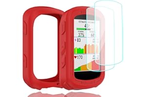 Braleto Cover +2 Vetro Temperato Compatibile con Garmin Edge 540,Protezione Dello Schermo in Vetro di Durezza 9H Accessori per Computer Da Bicicletta GPS (red)