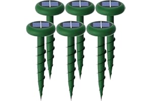 HULAXILOTI Mole Repellent Ultrasonic 6 Pack, Mole Deterrent Solar Powered, Mole Vole Gopher Control Device Waterproof for Garden Lawn Outdoor