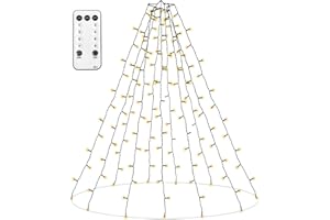 ‎SENHUI Senhui Weihnachtsbaum Lichterkette, 2M 400er LED 20 Stränge 8 Leuchtmodi Christbaumbeleuchtung mit Sternenring Innen Außen Dekor für 150cm-240cm Tannenbaum Warmweiß