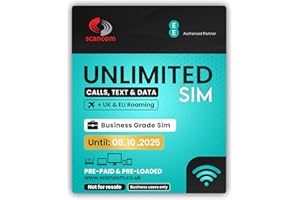 SCANCOM EE 5G Unlimited Sim Card - Preloaded each month from now until 8th OCTOBER 2025 - No Contract - Business Grade Data - Perfect for Wifi Routers, Tablets & Phones. (Calls, Texts, Data & EU Roaming)
