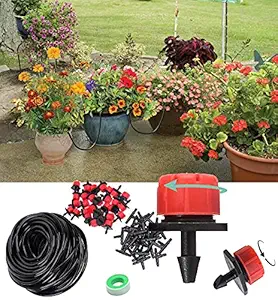 DIY Crafts Garden Balcony Varanda Automatic Watering Micro Drip Irrigation System Dripping Watering Kit Adjustable Dripper Hose (20 Pcs Adjustable Dripper Kit, Faucet Connector + Brackets + Accessory)