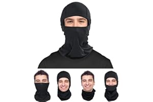 RSVOM Balaclava for Men/Women, Silk Black Full Face Balaclavas Covering Windproof Motorcycle Ski Balaclava, Multifunctional Headwear Scarf Neck Gaiter Snood Skiing Cycling Hat for Summer Winter