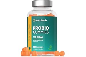 HORBÄACH ProBio Gummies | 150 Billion Friendly Bacteria Per Bottle | Multi-Strain | 2.5 Billion x 60 Orange Flavour Gummies | for Men & Women | Vegan | 60 Count | by Horbaach