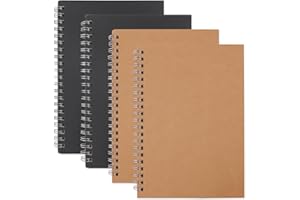 QUMENEY 4 sztuki podręcznika do zarządzania czasem, planer dzienny, blok spiralny, planowanie dnia, notatnik rzeczy do zrobienia dzisiaj, 100 stron / 50 arkuszy 19,1 x 13,2 cm (brązowy, czarny)