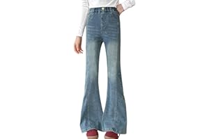 SEAUR Girl Jeans Skinny Flared Jeans Kids Bell Bottom Denim Pants Slim Fit Trousers Casual Jeans Elastic Waistband Retro Style for 5-14 Years