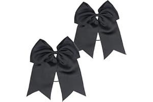‎AMISSZ 2 Stück Schleife Haargummis Große Schwarz Schleife Haarseil Cheerleader Schleife Haarschmuck Kopfbedeckung Einfarbige Schleifen Pferdeschwanzhalter Cheerleader Schleifenband für Damen Mädchen Frauen