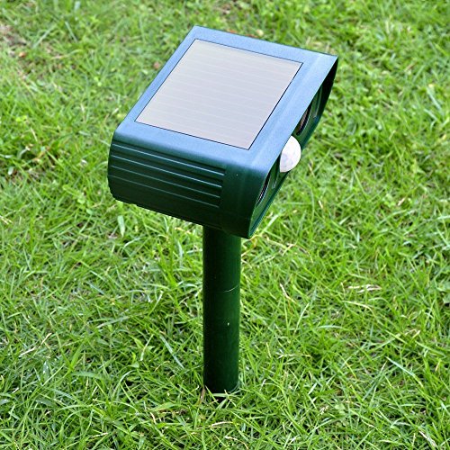 Solar Maulwurfschreck Tiervertreiber,Drillpro Ultraschall Maulwurfschreck Schlangenabwehr Hundeschreck Sensor PIR für Garten Yard Field Farm Glassland gegen Katzen, Mäuse, Marder, Vogel,Mosquito usw 1 - 7