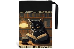 Hobbspring 1pc Paperbacks Book Covers 13.4x9.45 inch Black Cat Book Sleeves with Zipper and Front Pocket Animals Bookish Book Protectors for Students Teachers Back to School