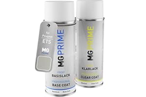 MG PRIME Car Paint Spray Cans Set for Peugeot ETS Gris Cendre Metallic/Stone Grey Metallic Base Coat Clear Varnish Spray Can 400 ml