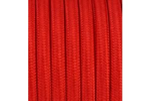 BESCHLE 3 mètres 2 - fils Câble textile fil électrique tissu rond 2x0,75 2G0,75 rouge