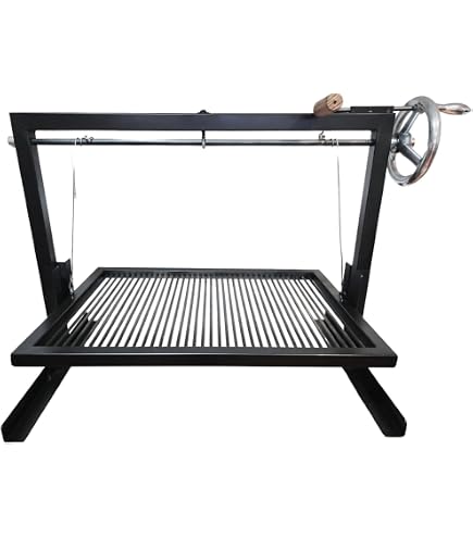 Barbecue Asado Argentin En Acier Inox - Grille Réglable à Manivelle, Dimensions 70x50x63 Cm, Idéal Terrasse