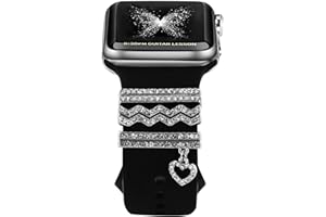 HotHome Dekorative-Rings-Loops Kompatibel mit Silikon Apple Watch Armband Damen Glänzend Zubehör Charms für Smartwatch Uhrenarmband Schmuck Uhrband Charms