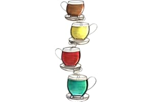 SK STYLE New - Contemporary Metal Wall Art Decor Sculpture - Colour Coffee Tea Cup Tower