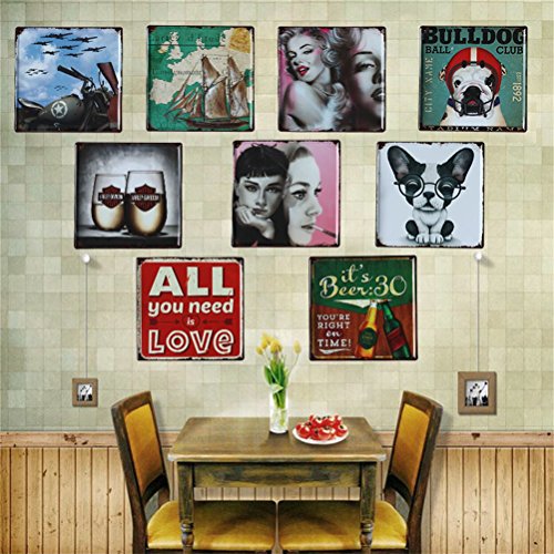 Lares Domi Retro Style Wand Decor Vintage-Finish All You Need Is Love Blechschild 30 x 30 cm - 4