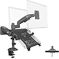NB North Bayou Dual Arm 2 in 1 Monitor Mount for 17''-27 Inch Computer Screen, Laptop Mount for 10''-17 Inch Notebook, Monitor Arm Max Load 19.8 lbs, Laptop Stand Monitor Stand VESA 75/100 mm H180-FP