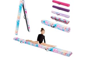 KIKILIVE Soft Balance Beam, Foldable Gymnastics Bar with EVA+EPE Suede-Like Surface, for Kids & Adults, Includes Storage Bag