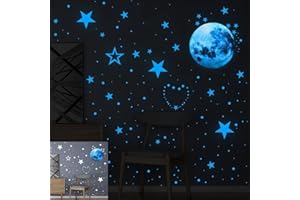 SIYECIOA Stickers Muraux Etoile Phosphorescente Points Lune Autocollant Decoration Chambre Stickers Muraux Enfants Decoration Chambre Ado Fille 435pcs (bleu)