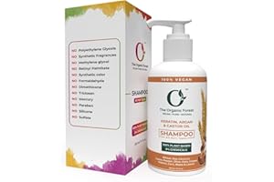 Organic Forest 100% wegańska keratyna, castor i moroccan arganowy szampon | Strengthens Hair, Reduces Frizz, Reduce Graying & Reduces Hairfall, 100% wolny od chemikaliów, bez siarczanów, 210 ml