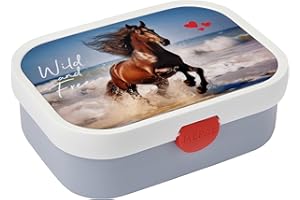 Mepal - Brotdose Kinder Campus - Bento Box Kinder - Brotdose Kinder mit Fächern & Gabel - Meal Prep Box mit Clip-Verschluss - BPA-frei & Spülmaschinenfest - 750 ml - Wild horse
