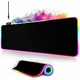 Owege Oyun fare altlığı XXL 800 x 300 mm RGB fare altlığı, b&uuml;y&uuml;k, 14 aydınlatma modu, 7 LED renk, dikişli kenarlar, su ge&ccedil;irm