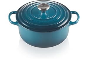 Le Creuset Cocotte Signature en Fonte Émaillée avec Couvercle, 20 cm, Ronde, 2,4 L, 3,092 kg, Deep Teal, 21177206422430