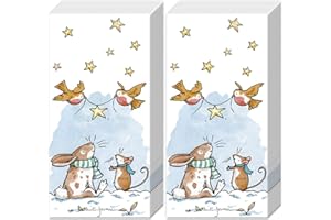 TASCHENTÜCHER BEDRUCKT 20 Taschentücher (2x 10) Tiere sammeln Sterne als Geschenk für den Winter und Weihnachten