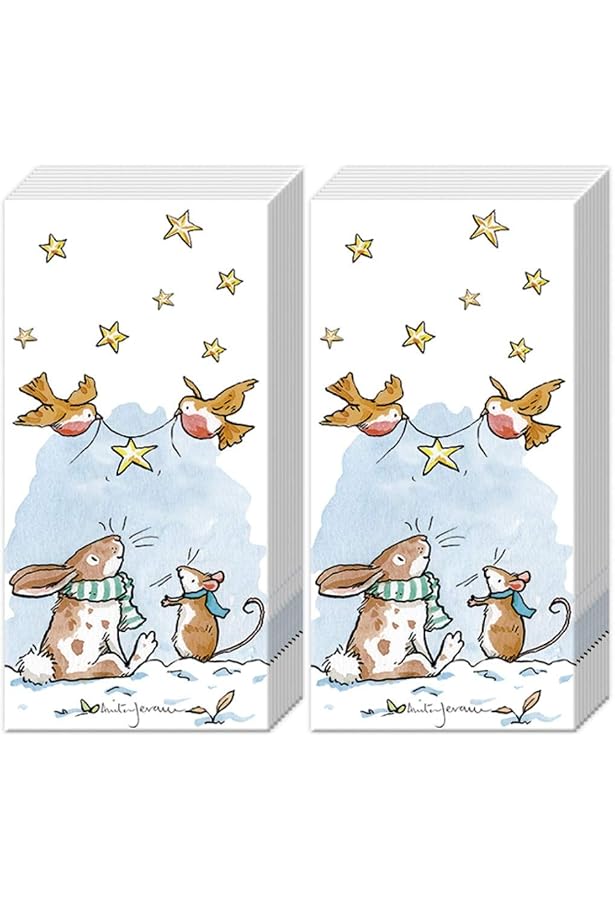 20 Weihnachtstaschentücher Mit Zwerg & Hase – 2 Packungen á 10 Stück, Bedruckt, 4-lagig