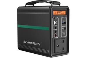 SWAREY Portable Power Station 166Wh, LiFePO4 Battery Solar Generator with 230V/150W(Surge 300W) AC Outlet, USB-C PD 30W, Power Generator for Camping Outdoor Travel RV