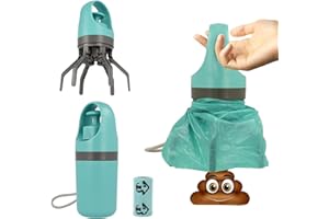 XPAPOV Pooper Scooper, Portatile No Touch Poop Scooper per Cani di Taglia Piccola, Media e Grande, con 15 Sacchetti e Contenitore per rifiuti a Prova di perdite