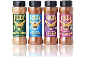 Firefly Barbecue Rub Selection Jars (4 Jars) - Barbecue Gift Set - Multipurpose Rubs for Grilling, Smoking & Barbecue - American Barbeque Seasoning Rub & Spices