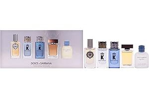 DOLCE & GABBANA Men's Mini Fragrance Set, 5 Piece Collection, Pour Homme EDT/EDP, 24.5ml Total, Devotion, K, Light Blue, The One