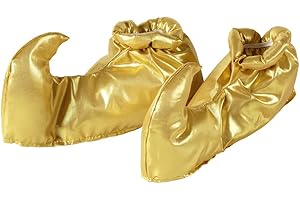Amakando Aladin Schuhüberzieher Goldene Orient Überschuhe Flaschengeist Elfenschuhe Sultan Schuhstulpen Orientalisches Kostüm Zubehör Jeanie Haremsdame Schuh Überzieher