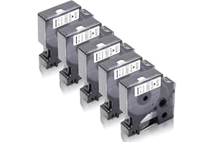 Xemax Compatibile Nastro 9mm x 7m Sostituzione per 40913 S0720680 Cassette per LabelManager 120P 160 280 300 350 450D 500TS PC II PnP, LabelPoint 200 300 400 450 Duo, Nero su Bianco, 5 Pacco