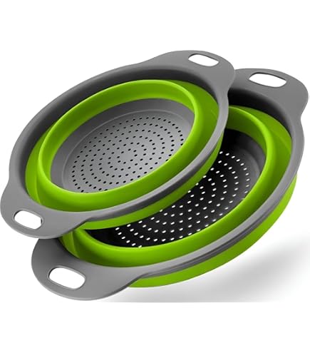Set Di 2 Filtri E Scolapasta Pieghevoli Per Cucina, In Plastica, Salvaspazio, Per Pasta E Verdura - 2
