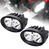 BeiLan 2 x Motorcycle Auxiliary Headlights, 20 W Long Range LED Spotlight, Front Work Lights 12 V/24 V 3600 LM for Off-Road T