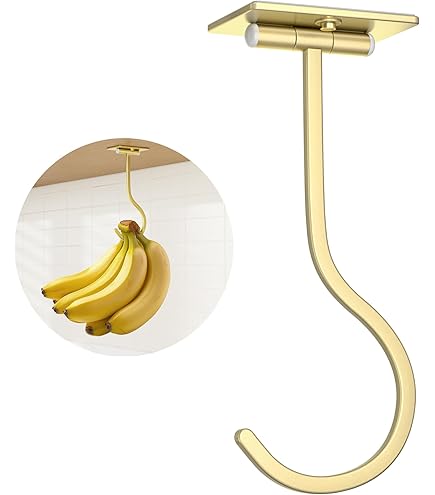 Confezione da 2 ganci autoadesivi a banana in metallo, gancio per banane o altri oggetti da cucina, gancio a banana pieghevole, si ripiega con magneti